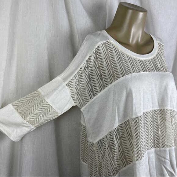 🫶🏼 NWT Cream Lace Panel Shirt Sheer Flowy Slouchy 3/4 Sleeves Forever 21 XS - Picture 6 of 16